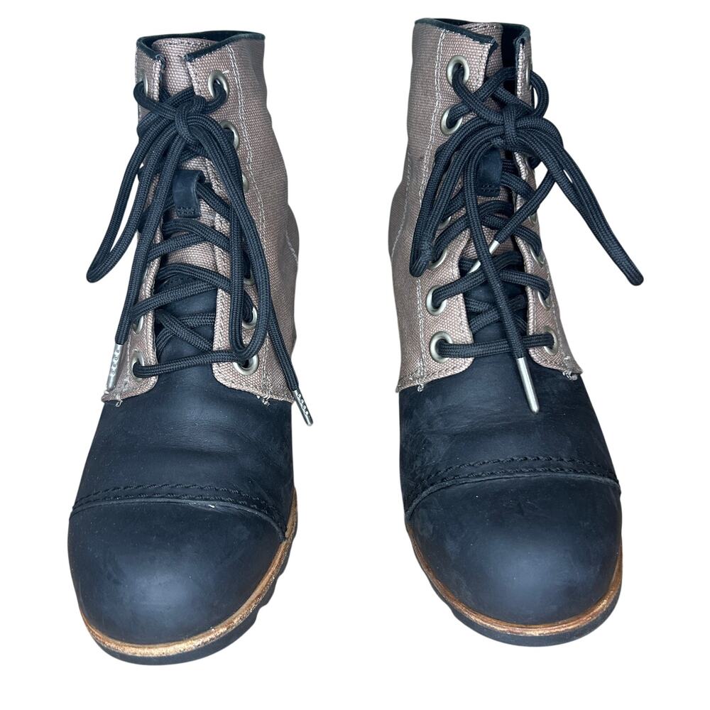Sorel 1964 Premium PDX 2 Brown Black Leather Wedge Bootie Womens 8.5 Gorpcore - Picture 2 of 8